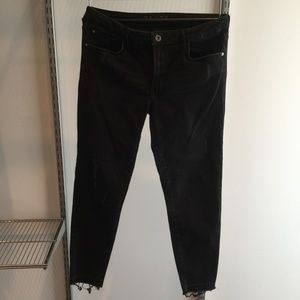 Zara Basic Z1997 Black Distressed Hem Jeans S 10